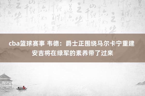 cba篮球赛事 韦德：爵士正围绕马尔卡宁重建 安吉将在绿军的素养带了过来