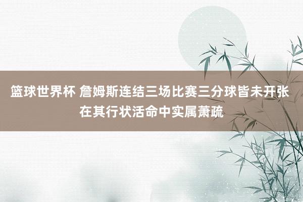 篮球世界杯 詹姆斯连结三场比赛三分球皆未开张 在其行状活命中实属萧疏