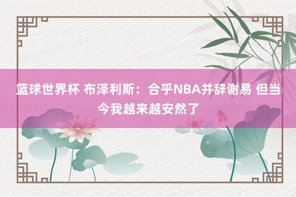 篮球世界杯 布泽利斯：合乎NBA并辞谢易 但当今我越来越安然了